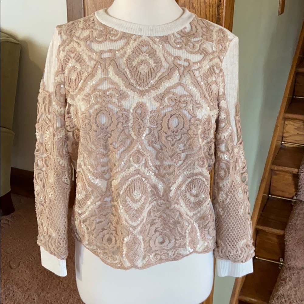 Anthropologie NWT Sequin Top